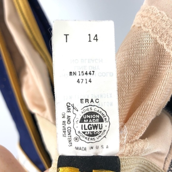 Vintage Robby Len One Piece Swimsuit Bathing Suit Nautical Blue Gold Sz 14 - Picture 8 of 15